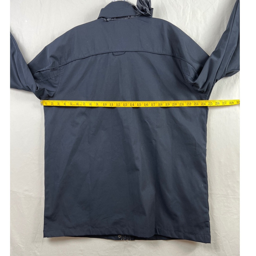 Blair Rain Jacket Women Large Navy Blue Floral Lined Zip Front Hidden Hood - Picture 6 of 15